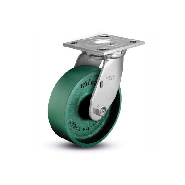 Colson 4 Series Swivel Plate Caster 4.05109.139 - Cast Iron 5" Dia. 1000 Lb. Cap.